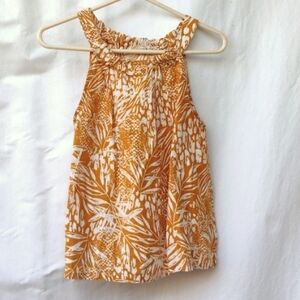 Christian Siriano Mustard Cream Linen Sleeveless Top S